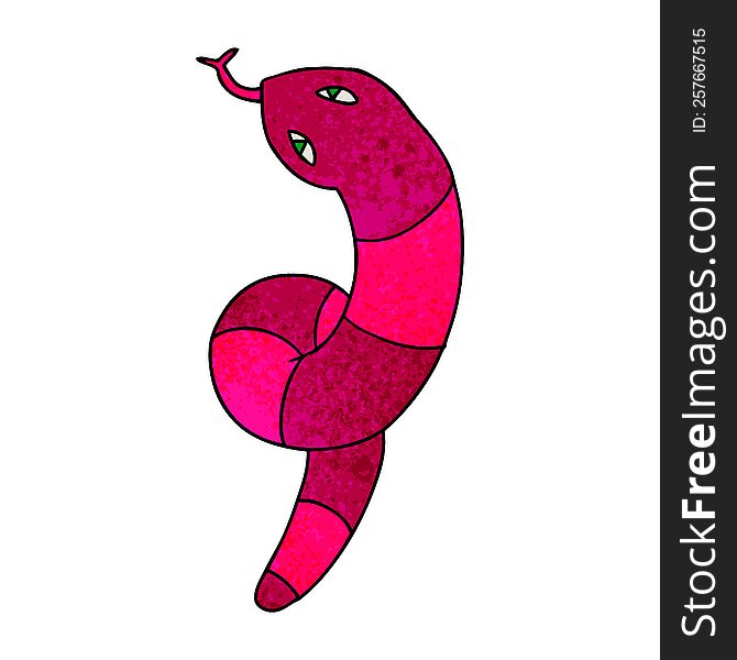 Textured Cartoon Of A Long Snake