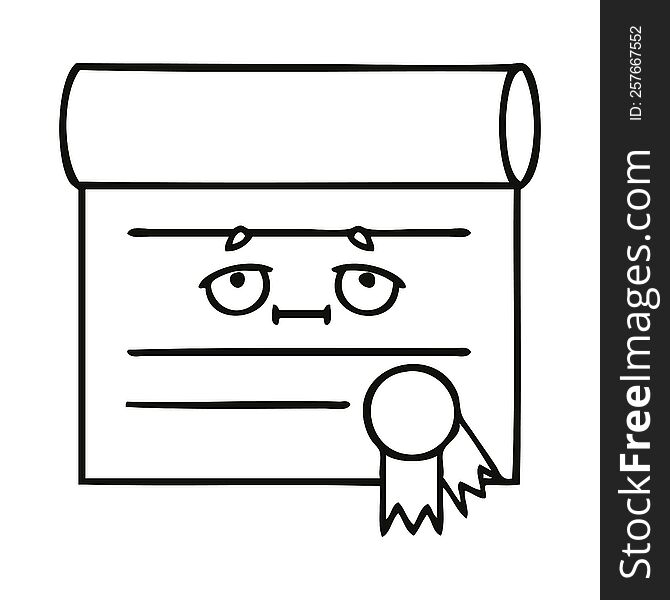 Line Drawing Cartoon Certificate