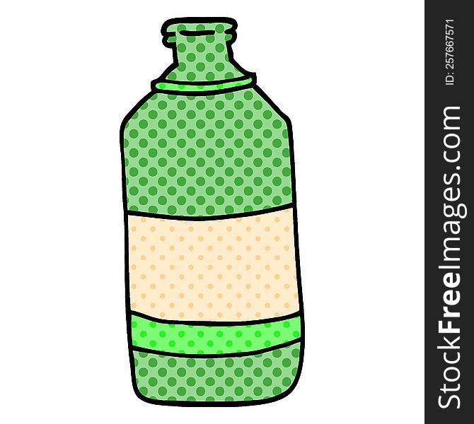 cartoon doodle old green bottle