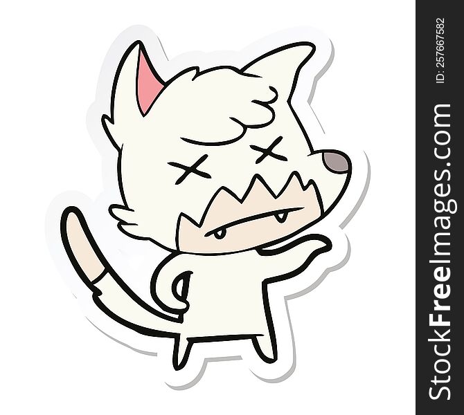 Sticker Of A Cartoon Dead Fox