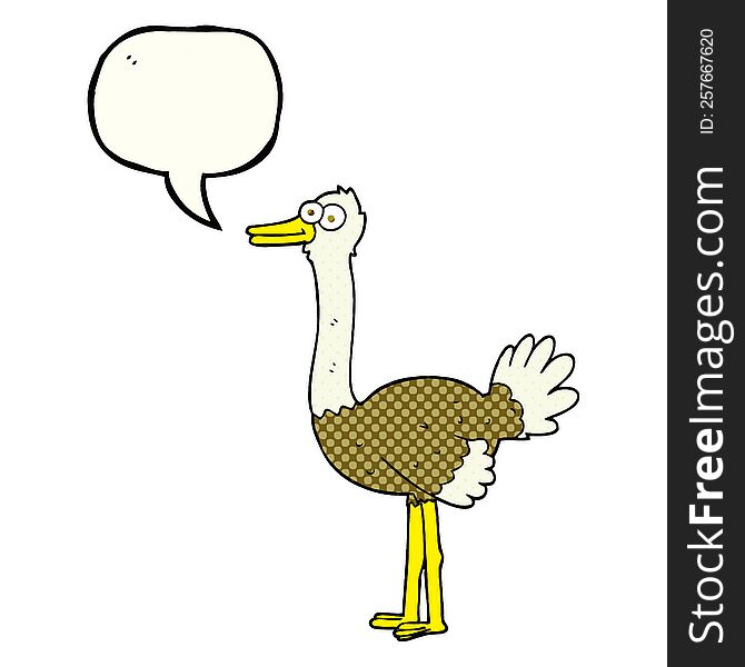 freehand drawn comic book speech bubble cartoon ostrich