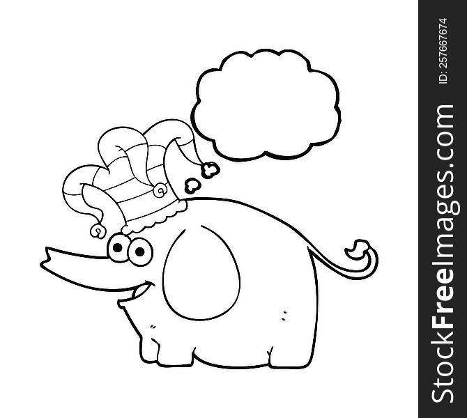 Thought Bubble Cartoon Elephant Wearing Circus Hat