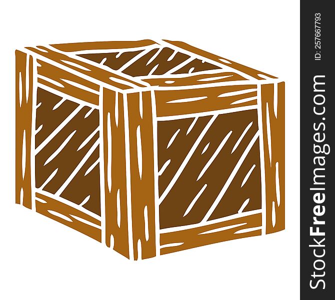 Cartoon Doodle Of A Wooden Crate