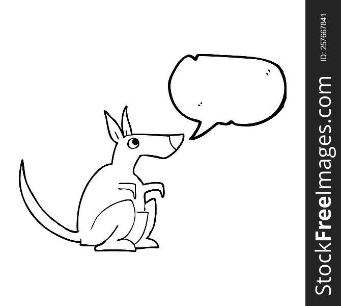 freehand drawn speech bubble cartoon kangaroo