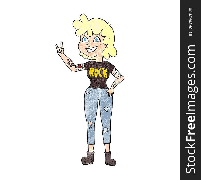 Textured Cartoon Rock Girl