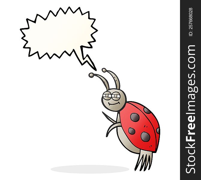 freehand drawn speech bubble cartoon ladybug