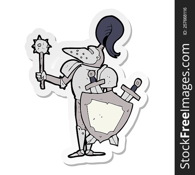 sticker of a cartoon medieval knight with shield