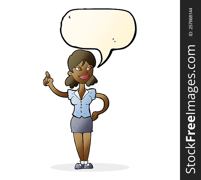 Cartoon Woman With Great Idea With Speech Bubble
