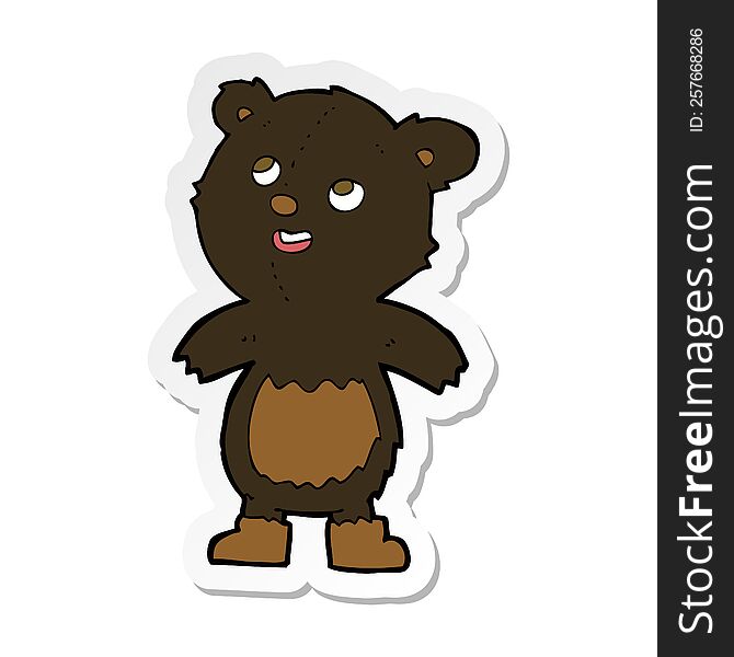 sticker of a cartoon black bear