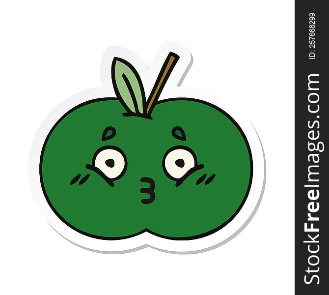 Sticker Of A Cute Cartoon Juicy Apple