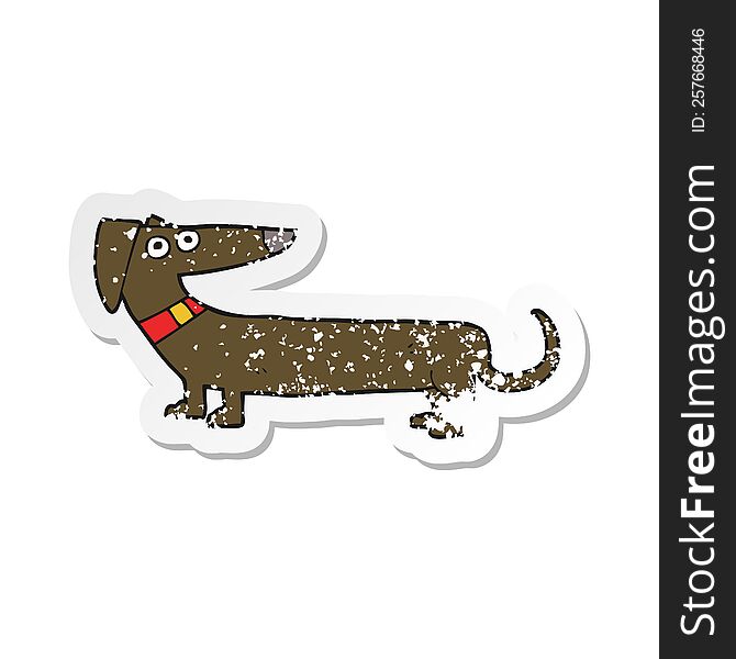 Retro Distressed Sticker Of A Cartoon Sausage Dog