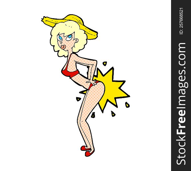 cartoon bikini pin up woman