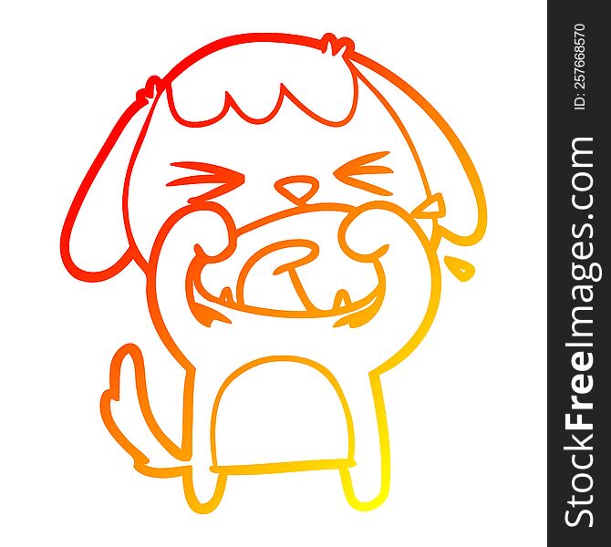 Warm Gradient Line Drawing Cute Cartoon Dog Barking