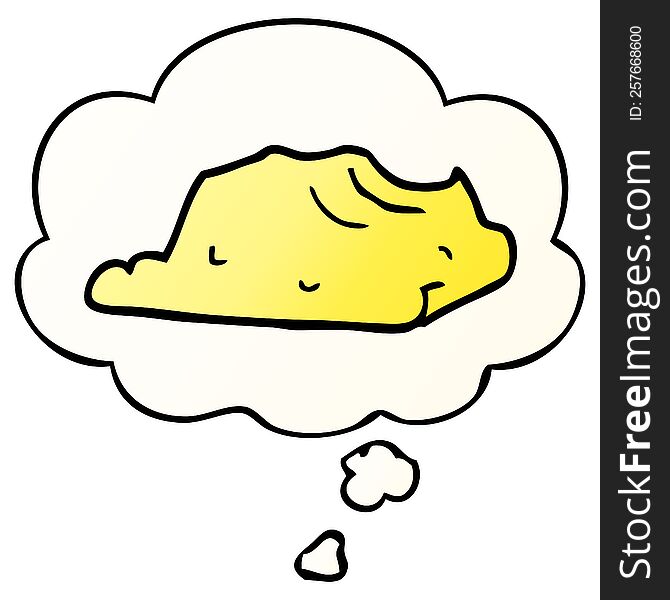 cartoon butter with thought bubble in smooth gradient style