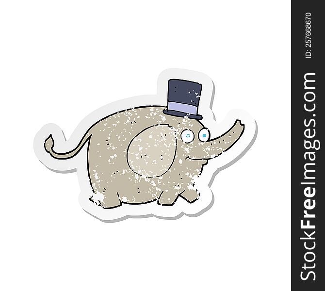 Retro Distressed Sticker Of A Cartoon Elephant