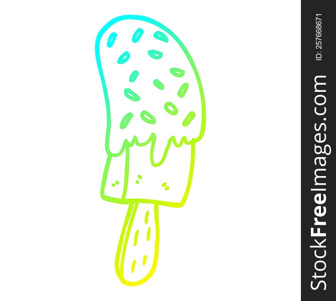 Cold Gradient Line Drawing Cartoon Ice Cream Lolly