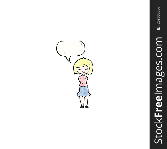 pretty blond girl with speech bubble