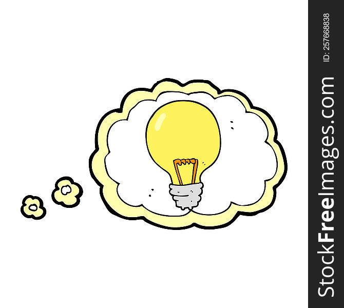 freehand drawn thought bubble cartoon light bulb