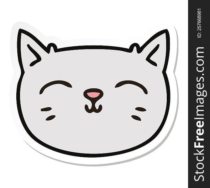 sticker of a quirky hand drawn cartoon cat face