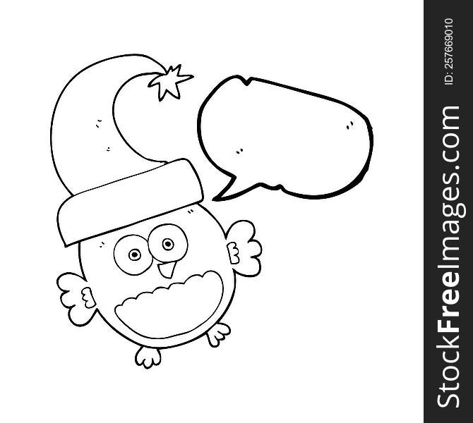 Speech Bubble Cartoon Little Christmas Owl