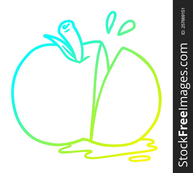 Cold Gradient Line Drawing Cartoon Sliced Apple