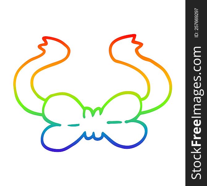 rainbow gradient line drawing of a cartoon bow tie