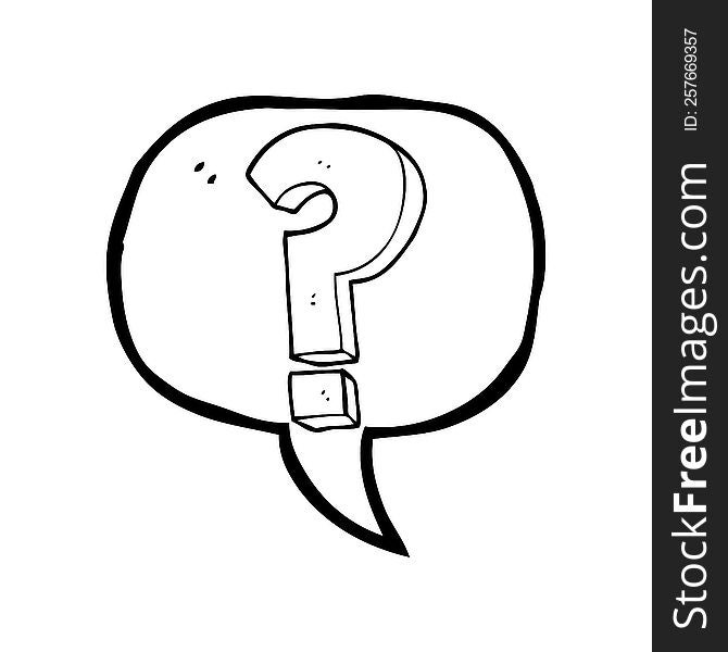 freehand drawn speech bubble cartoon question mark symbol