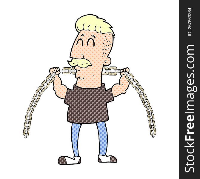 Cartoon Man Lifting Chain