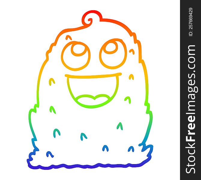 rainbow gradient line drawing of a cartoon lumpy ghost