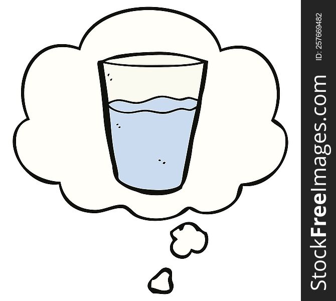 Cartoon Glass Of Water And Thought Bubble