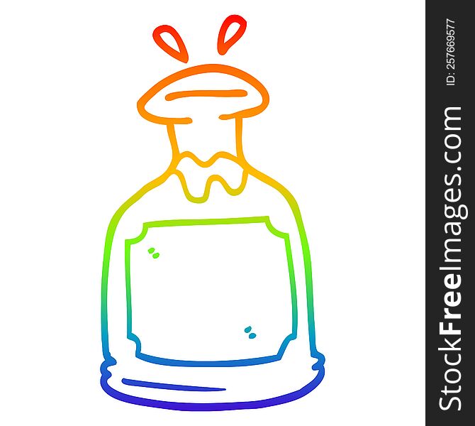 rainbow gradient line drawing of a cartoon whiskey decanter