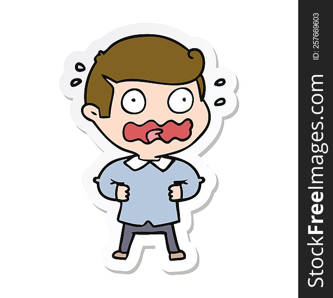 sticker of a cartoon man totally stressed out