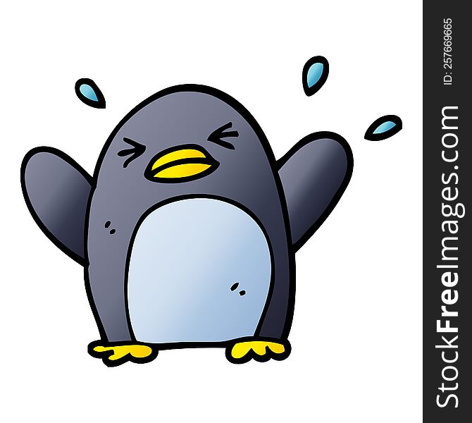 Vector Gradient Illustration Cartoon Flapping Penguin