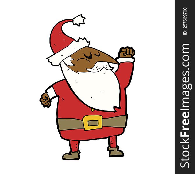 Cartoon Santa Claus Punching Air