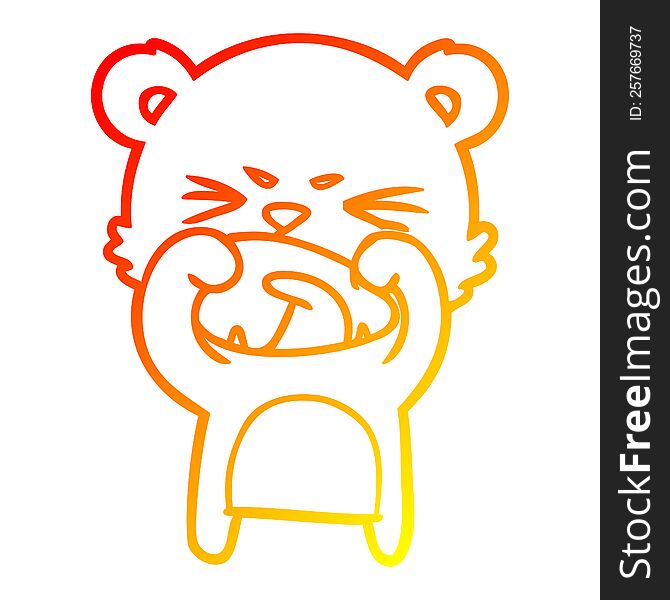 warm gradient line drawing of a angry cartoon bear