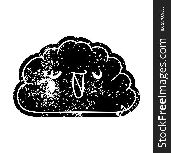 grunge distressed icon kawaii weather rain cloud. grunge distressed icon kawaii weather rain cloud