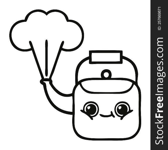line drawing cartoon of a steaming kettle