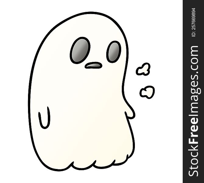 Gradient Cartoon Of A Kawaii Cute Ghost