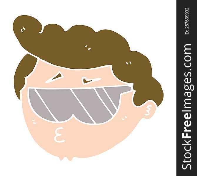 Flat Color Style Cartoon Boy Wearing Sunglasses