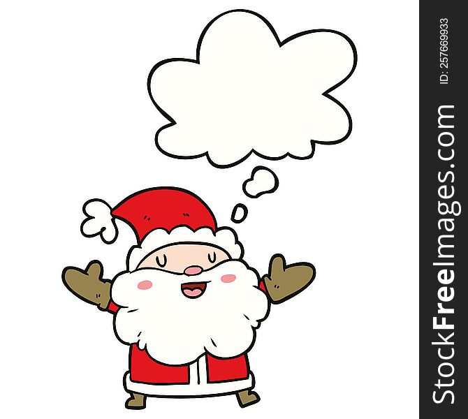 Cartoon Santa Claus And Thought Bubble