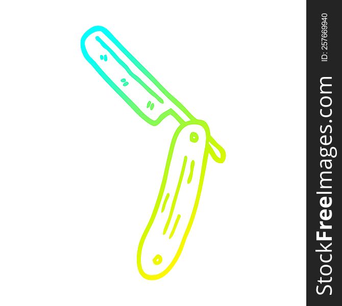 cold gradient line drawing of a cartoon cut throat razor