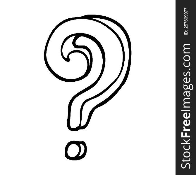 black and white cartoon question mark