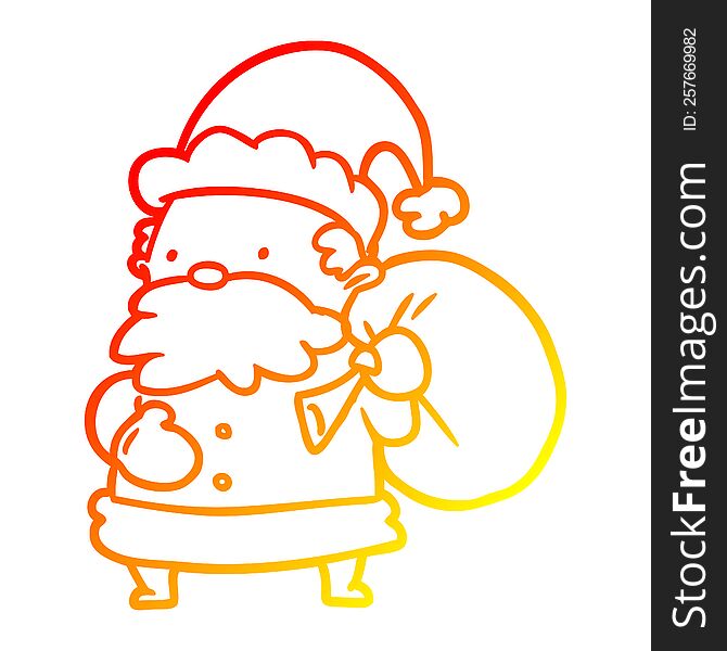 warm gradient line drawing of a santa claus