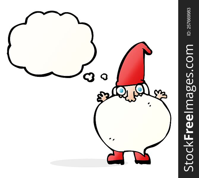 Cartoon Tiny Santa With Thought Bubble