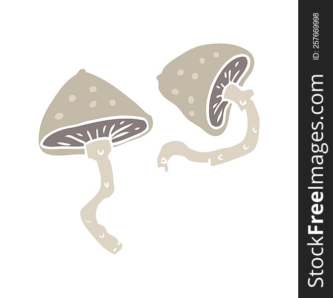 Flat Color Style Cartoon Wild Mushrooms