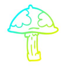 Cold Gradient Line Drawing Cartoon Wild Mushroom Stock Image