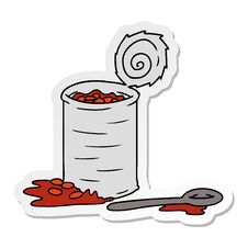Sticker Cartoon Doodle Of An Opened Can Of Beans Stock Photos