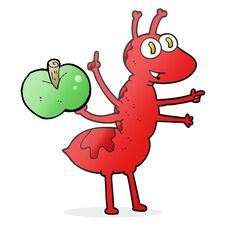 Cartoon Ant With Apple Royalty Free Stock Image