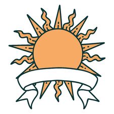 Tattoo With Banner Of A Sun Royalty Free Stock Image