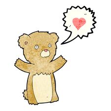Cartoon Teddy Bear With Love Heart Stock Photography